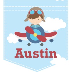 Airplane & Pilot Iron On Faux Pocket (Personalized)
