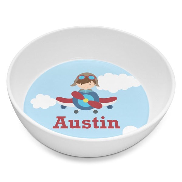 Custom Airplane & Pilot Melamine Bowl - 8 oz (Personalized)