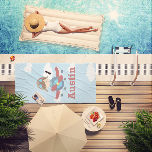 Airplane & Pilot Pool Towel Lifestyle