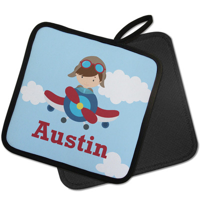 Airplane & Pilot Pot Holder w/ Name or Text