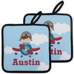 Airplane & Pilot Pot Holders - Set of 2 w/ Name or Text