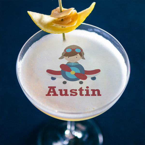 Airplane & Pilot Printed Drink Topper - XLarge - In Context