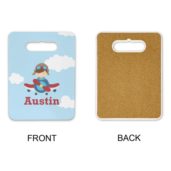 Airplane & Pilot Rectangle Trivet with Handle - APPROVAL