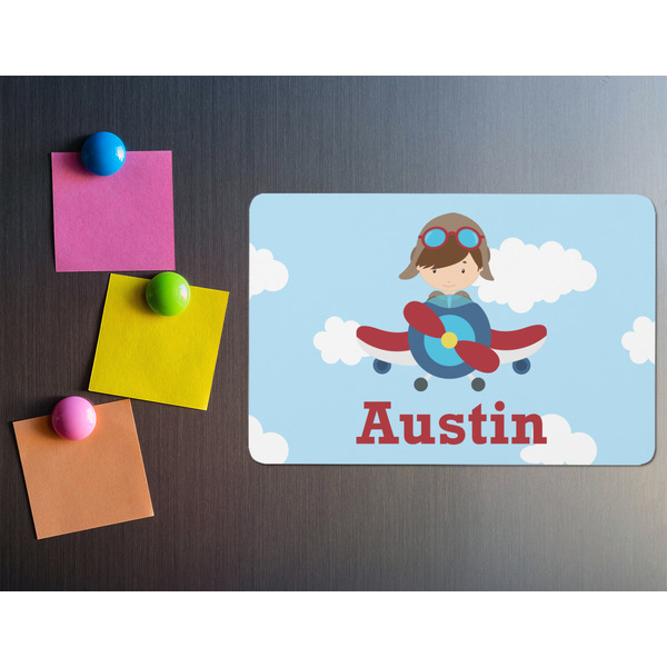 Airplane & Pilot Rectangular Fridge Magnet - LIFESTYLE