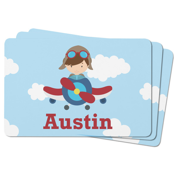 Airplane & Pilot Rectangular Fridge Magnet - THREE