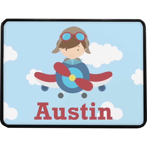 Airplane & Pilot Rectangular Trailer Hitch Cover (Personalized)