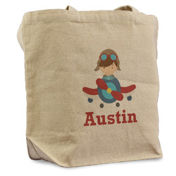 Airplane & Pilot Reusable Cotton Grocery Bag (Personalized)