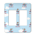 Airplane & Pilot Rocker Style Light Switch Cover - Two Switch (Personalized)