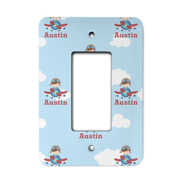 Custom Airplane & Pilot Rocker Style Light Switch Cover (Personalized)