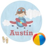 Airplane & Pilot Round Beach Towel (Personalized)