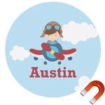 Airplane & Pilot Round Car Magnet - 10" (Personalized)