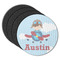Airplane & Pilot Round Rubber Backed Coasters - Set of 4 (Personalized)