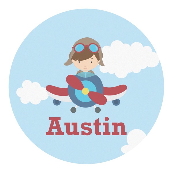 Custom Airplane & Pilot Round Decal - Large (Personalized)