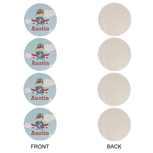 Airplane & Pilot Round Linen Placemats - APPROVAL Set of 4 (single sided)