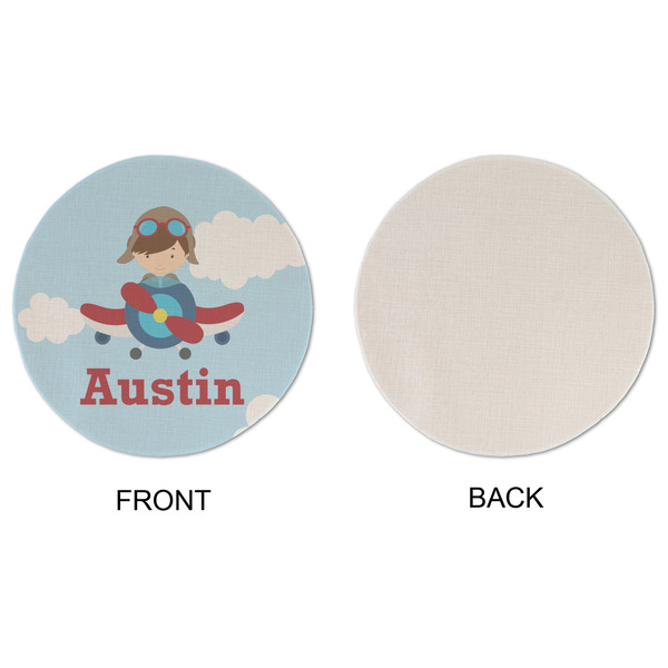 Airplane & Pilot Round Linen Placemats - APPROVAL (single sided)