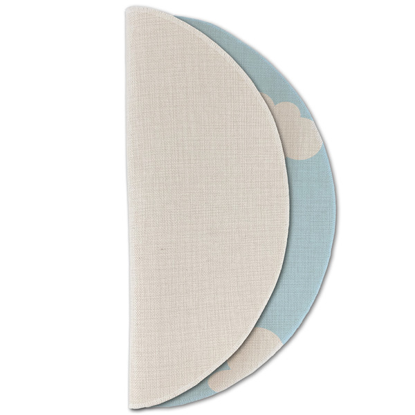 Airplane & Pilot Round Linen Placemats - HALF FOLDED (single sided)