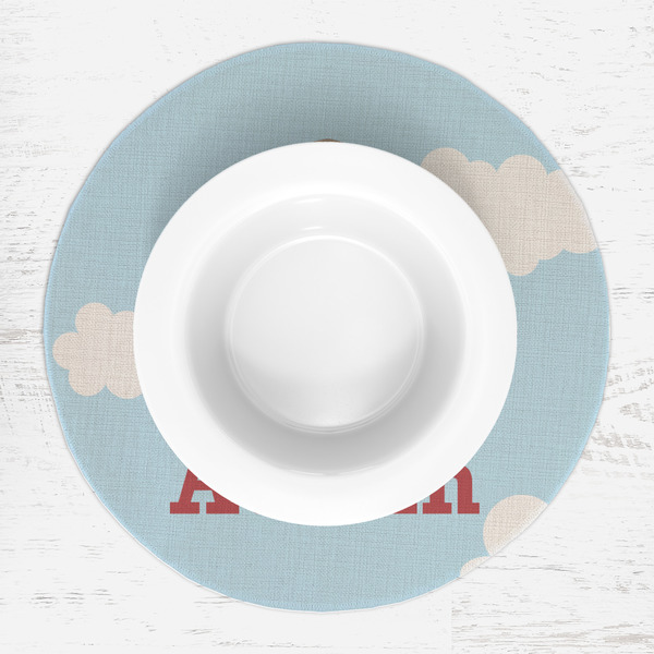 Airplane & Pilot Round Linen Placemats - LIFESTYLE (single)