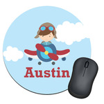 Airplane & Pilot Round Mouse Pad (Personalized)