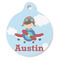 Airplane & Pilot Round Pet ID Tag - Large - Front
