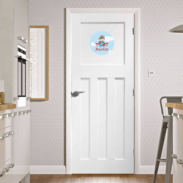 Airplane & Pilot Round Wall Decal on Door