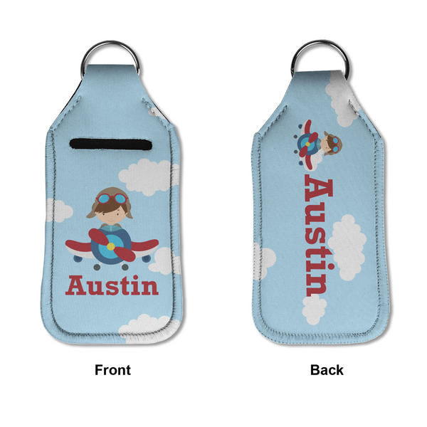 Airplane & Pilot Sanitizer Holder Keychain - Large APPROVAL (Flat)