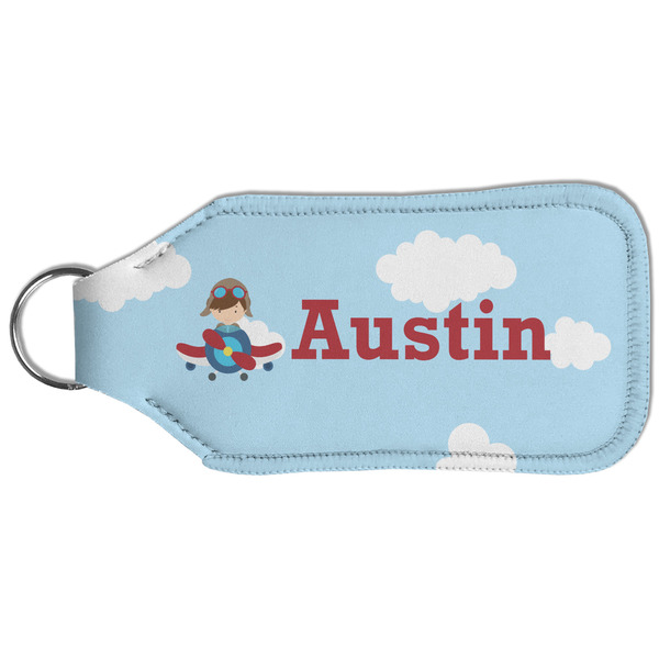 Airplane & Pilot Sanitizer Holder Keychain - Large (Back)