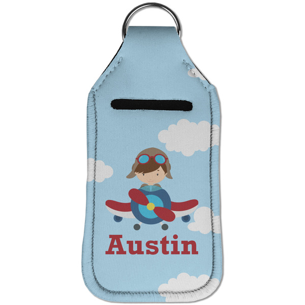 Airplane & Pilot Sanitizer Holder Keychain - Large (Front)