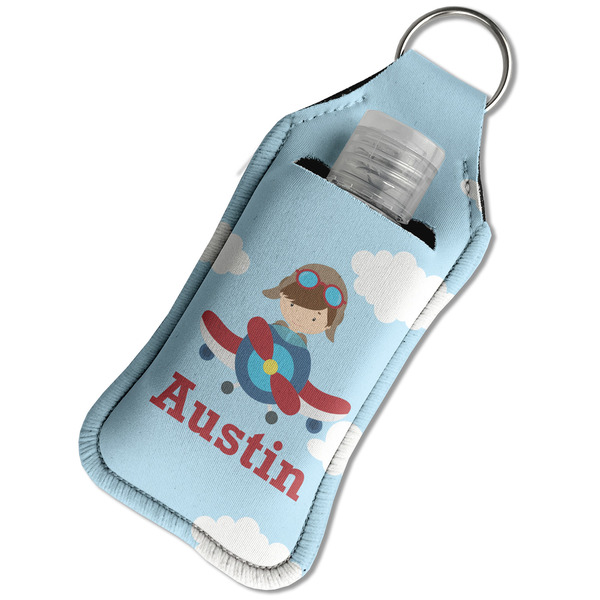 Airplane & Pilot Sanitizer Holder Keychain - Large in Case