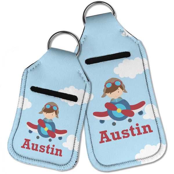 Airplane & Pilot Sanitizer Holder Keychain - Parent Main