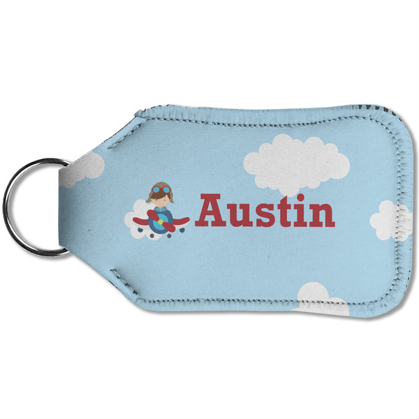Airplane & Pilot Sanitizer Holder Keychain - Small (Back)