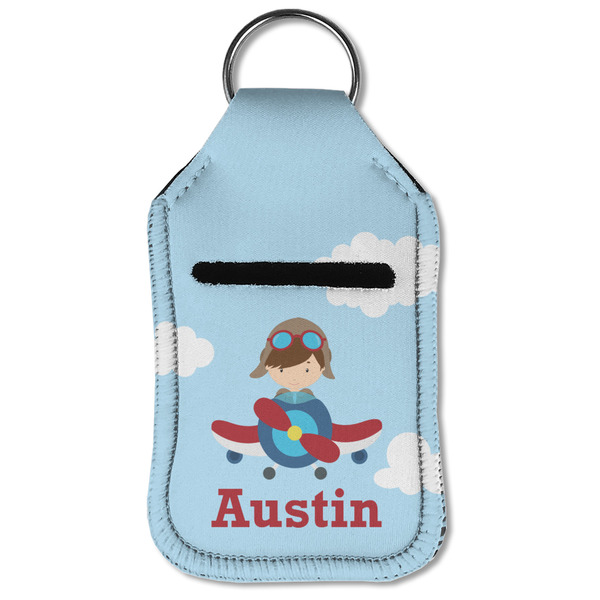 Airplane & Pilot Sanitizer Holder Keychain - Small (Front Flat)