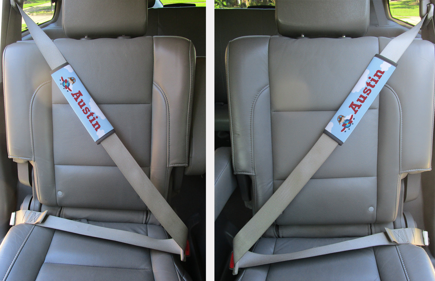 Custom Airplane & Pilot Seat Belt Covers (Set of 2) (Personalized
