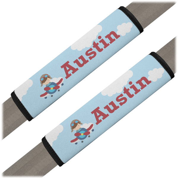 Custom Airplane & Pilot Seat Belt Covers (Set of 2) (Personalized)