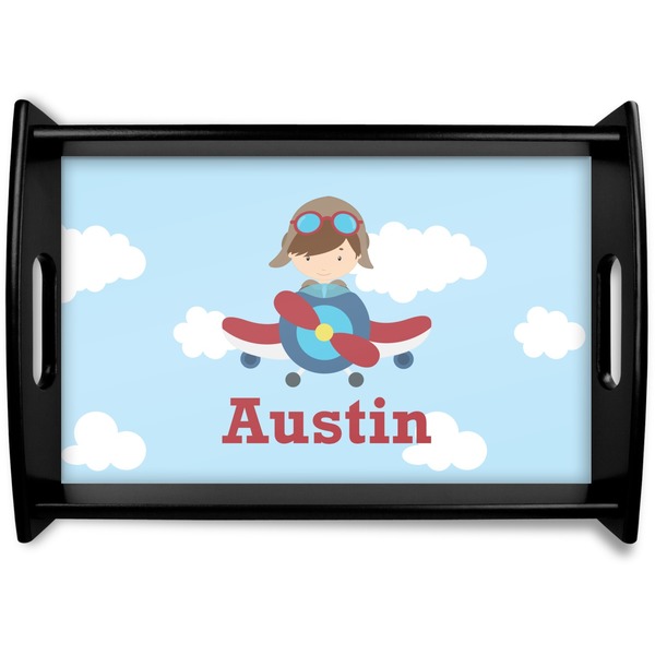 Custom Airplane & Pilot Wooden Tray (Personalized)