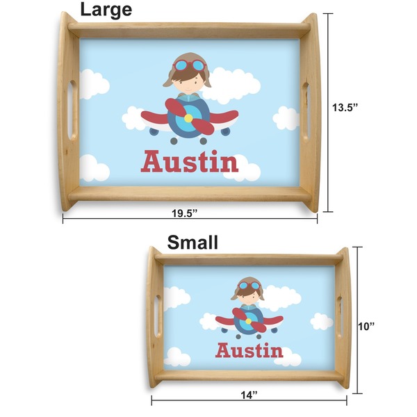 Airplane & Pilot Serving Tray Wood Sizes