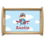 Airplane & Pilot Natural Wooden Tray - Small (Personalized)