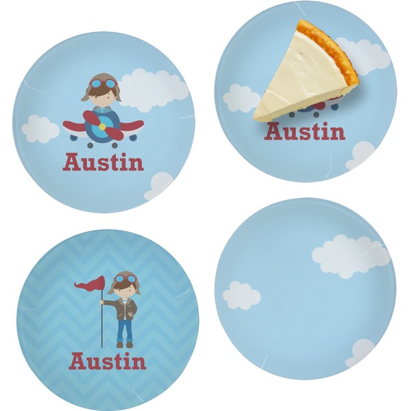 Airplane & Pilot Set of Appetizer / Dessert Plates