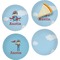 Airplane & Pilot Set of 4 Glass Appetizer / Dessert Plate 8" (Personalized)