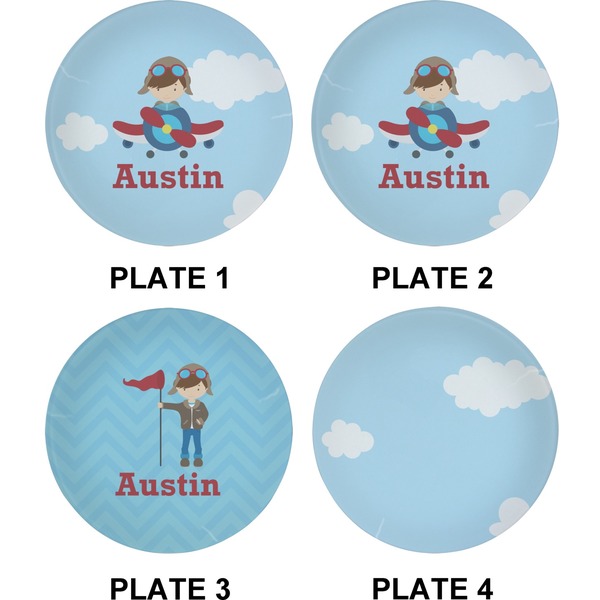 Airplane & Pilot Set of Appetizer / Dessert Plates (Approval)