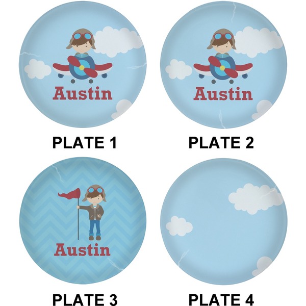 Airplane & Pilot Set of Lunch / Dinner Plates (Approval)