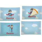 Airplane & Pilot Set of 4 Glass Rectangular Appetizer / Dessert Plate (Personalized)