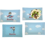 Airplane & Pilot Set of 4 Glass Rectangular Lunch / Dinner Plate (Personalized)