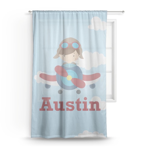 Custom Airplane & Pilot Sheer Curtain (Personalized)