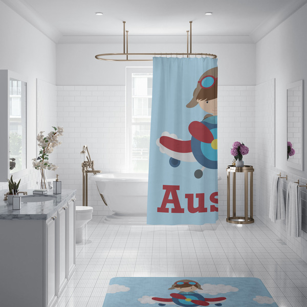 Airplane & Pilot Shower Curtain - 70"x83"