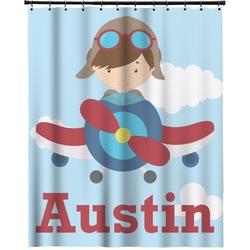 Airplane & Pilot Extra Long Shower Curtain - 70"x84" (Personalized)