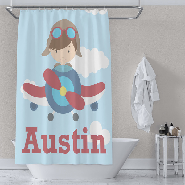Airplane & Pilot Shower Curtain Lifestyle