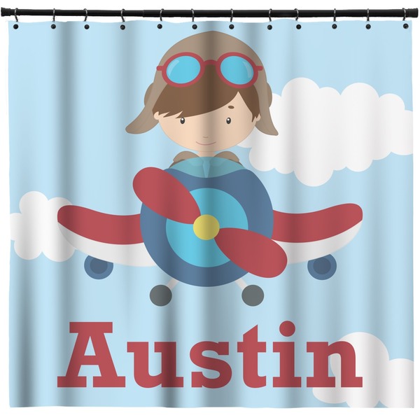 Custom Airplane & Pilot Shower Curtain - Custom Size (Personalized)