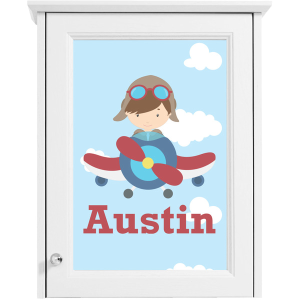 Airplane & Pilot Single White Cabinet Decal