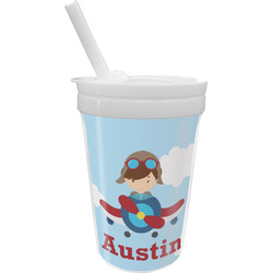 Airplane & Pilot Sippy Cup with Straw (Personalized)