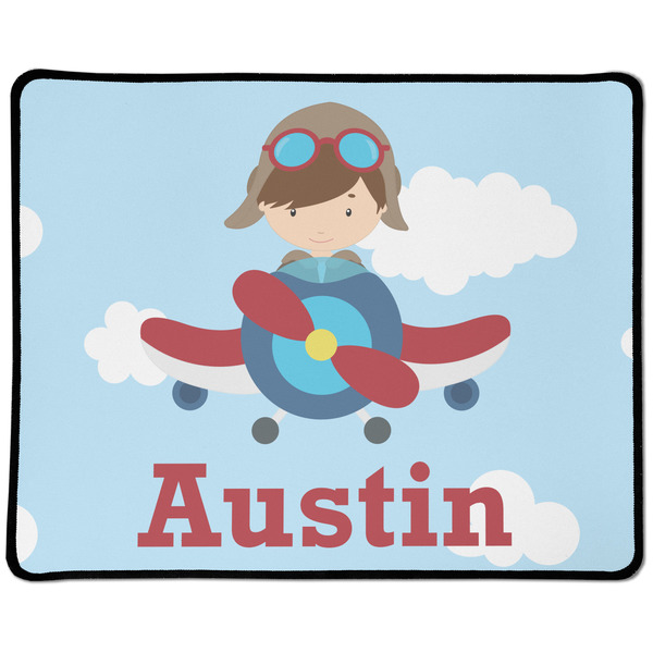 Custom Airplane & Pilot Large Gaming Mouse Pad - 12.5" x 10" (Personalized)